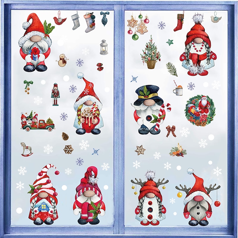 Christmas Dwarf Window Glass Wall Stickers Santa Claus Wall Decal Sticker3