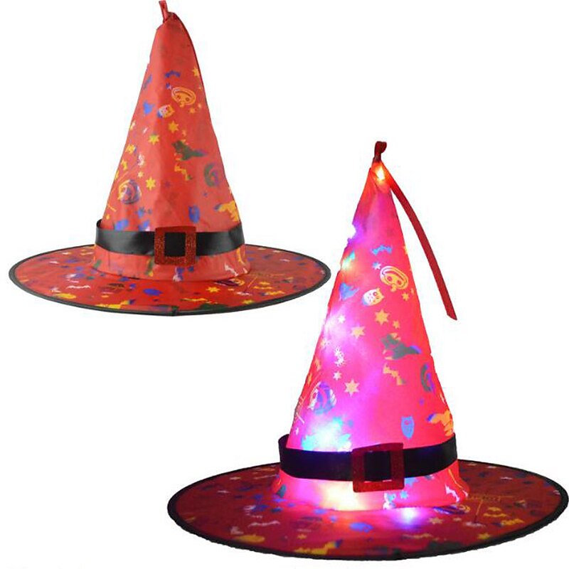Halloween Glowing Witches Hat with LED Light Outdoor Suspension Tree Glowing Hats Home Party Decoration Cosplay Costume Props4