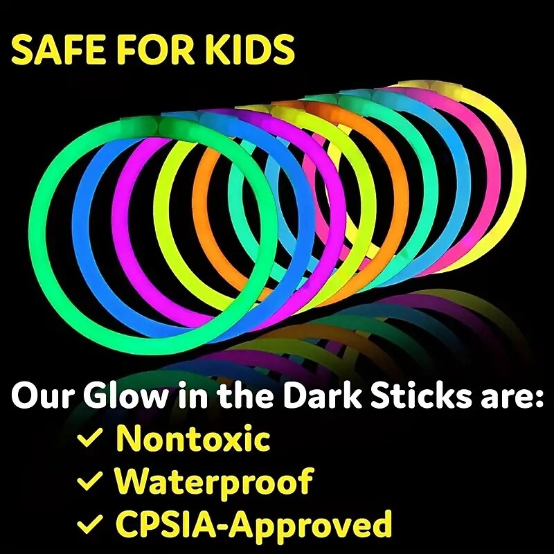 100pcs Glow Sticks Party Supplies - 8 Inch Glow In The Dark Light Up Sticks Party Favors Glow Party Decorations Neon Party Glow Necklaces And Glow Bracelets With Connectors halloween3