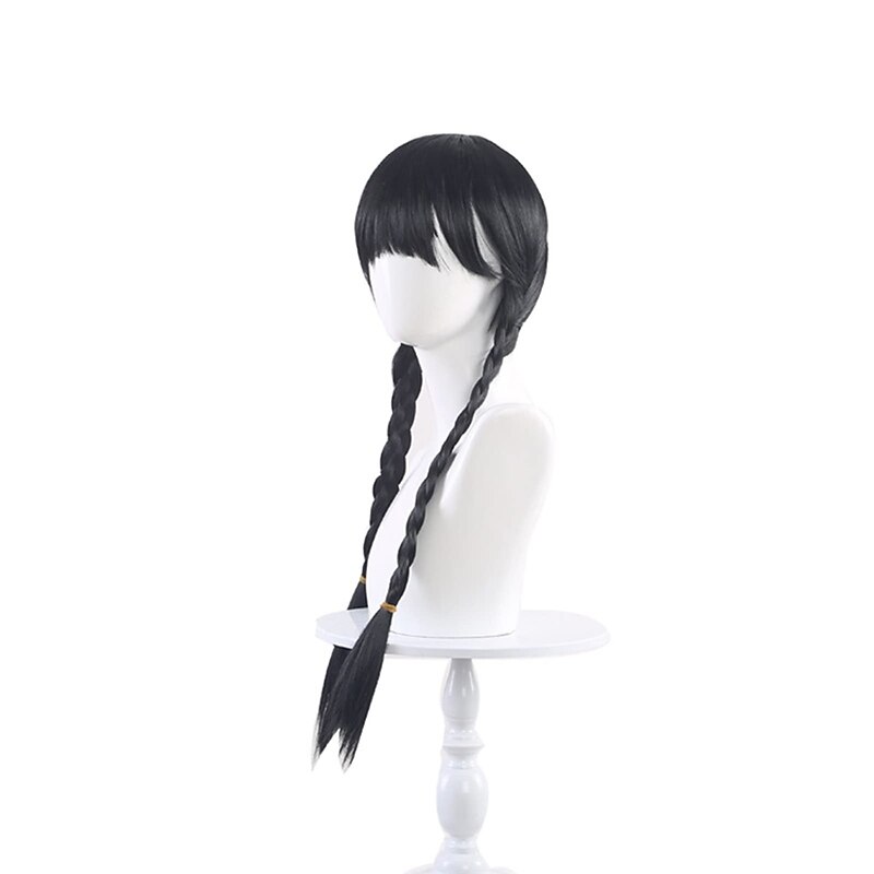 Long Black Straight Braided Wig for Braids Hair for Kids Girl Cosplay Party Halloween Wigs2