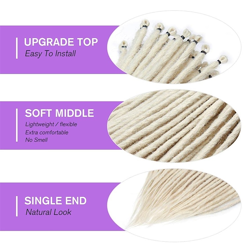 36 Blonde Dreadlocks Extension Soft Handmade Synthetic Crochet Hair Super Long 0.6cm Dread Extensions Reggae Style for Women4