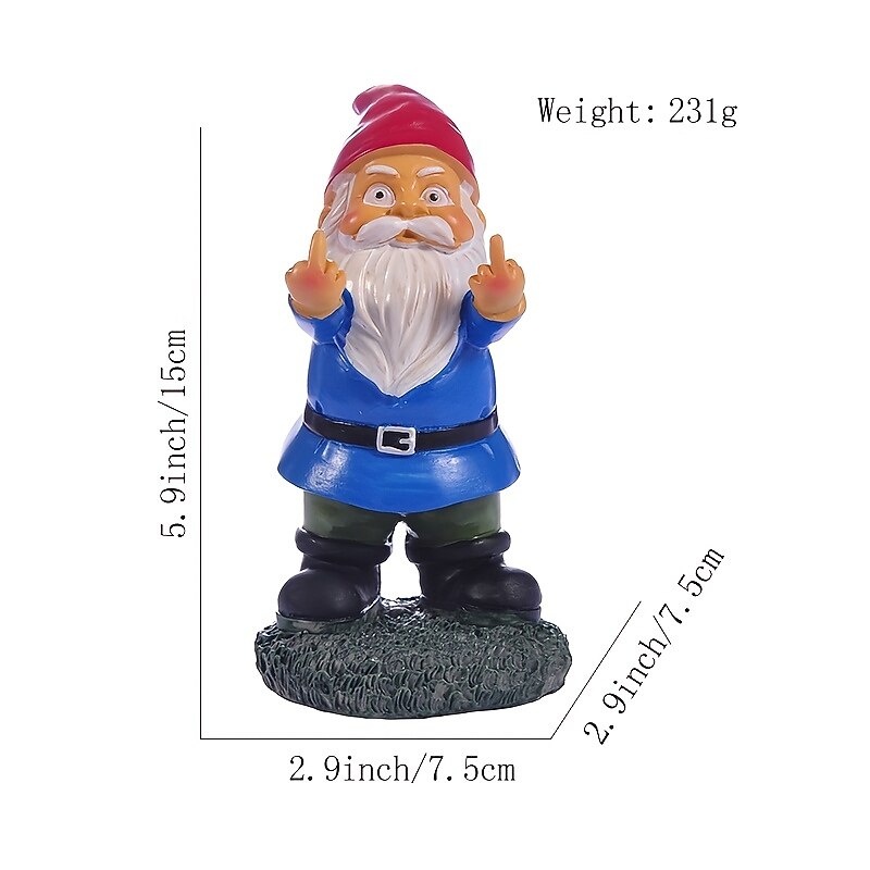 Rude Gnome,Funny Garden Gnomes Colorful Garden Ornaments Double Middle Fingers Resin Statues for Lawn Yard2
