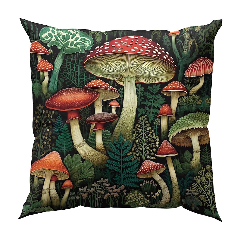 Double Side Pillow Cover 1PC Fantasy Mushroom Soft Decorative Square Cushion Case Pillowcase for Bedroom Livingroom Sofa Couch Chair 9