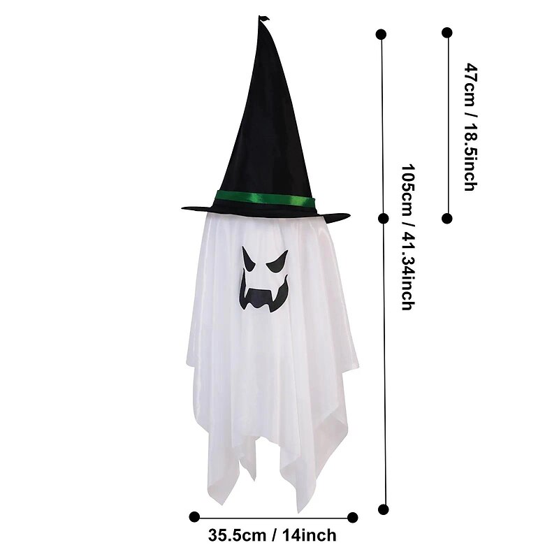 Halloween Decorations Flying Witch Hats Lighted Ghost Hanging LED Lights Bar Halloween Party Supplies Dress Up Glowing Wizard Ghost Lamp3