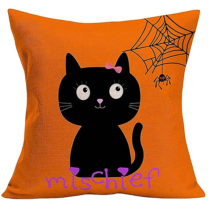 Halloween Double Side Pillow Cover 1PC Soft Decorative Square Cushion Case Pillowcase for Bedroom Livingroom Sofa Couch Chair Pumpkin Ghost Trick or Treat Halloween Decorations2