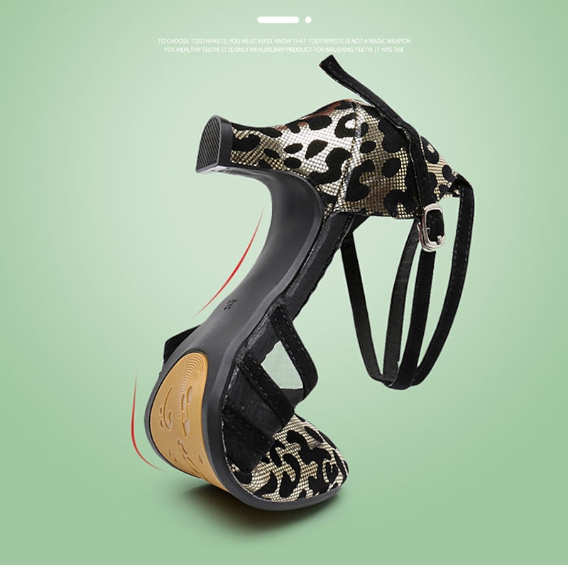 Women's Leopard Print Dance Shoes with Mesh Straps – Rubber Sole, Comfortable and Stylish for Ballroom and Latin Dancing4