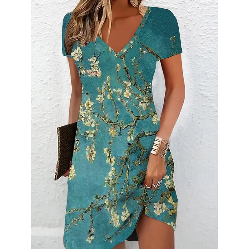 Women's Mini Dress Casual Dress Ombre Floral Print V Neck Daily Vacation Short Sleeve Summer Spring3