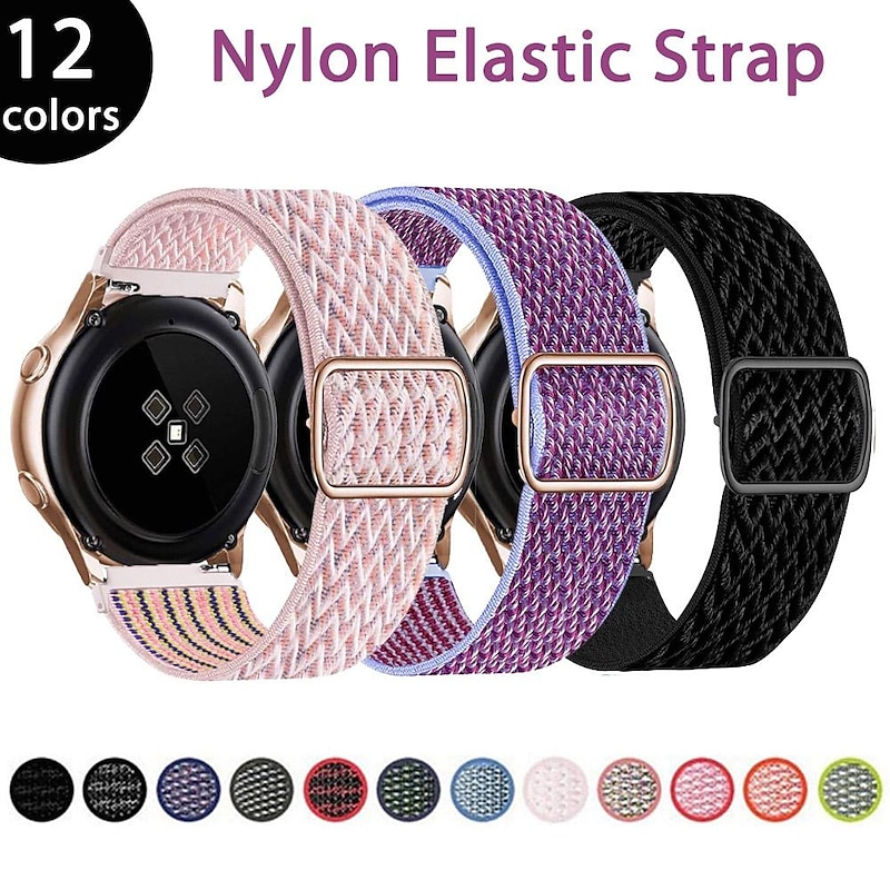 Elastic Nylon Strap for Samsung Galaxy watch 6 5 /4 40mm 44mm 6 classic 43mm 47mm 5 lte 5 pro 45mm 4 classic 42mm 46mm 3/Active 2/46mm/42mm/ Gear S4 S3 S2 Adjustable 20mm/22mm watchband loop bracelet for Huawei GT/2/2E/Pro band amazfit