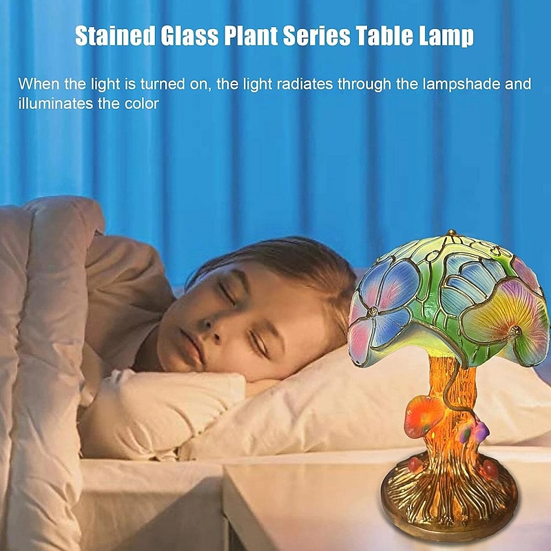 6 Inch Mushroom Table Lamp Bohemian Resin Decorative Bedside Lamp for Bedroom Living Room Home Office Decor Gift3