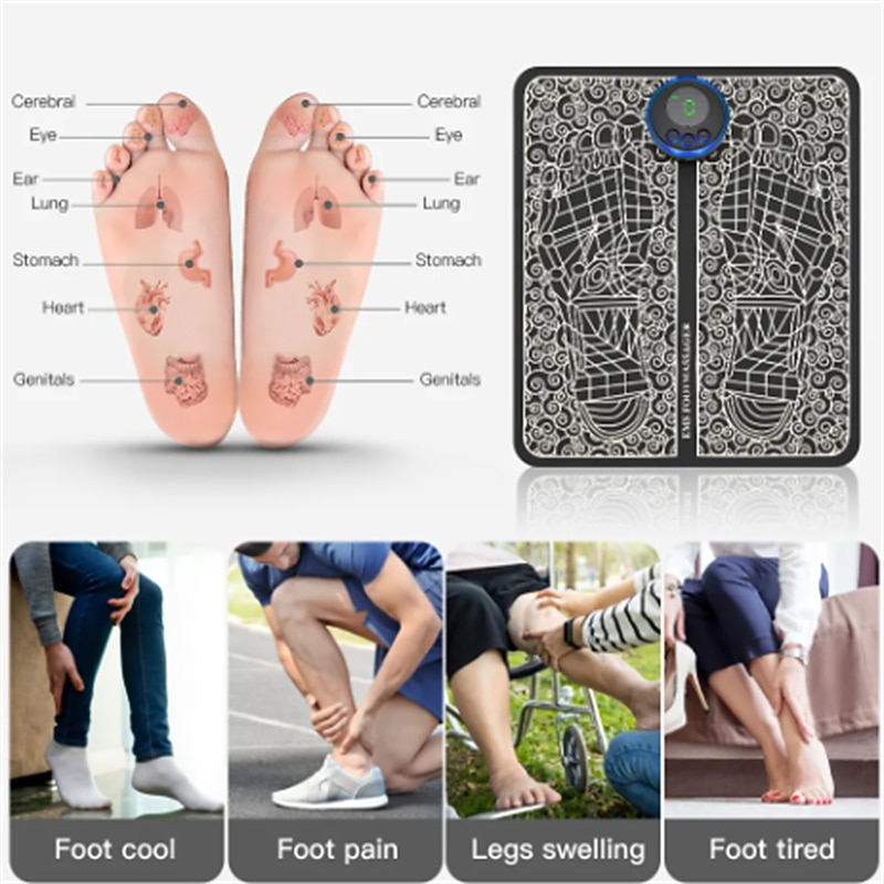 Electric EMS Foot Massager Pad Relief Pain Relax Feet Acupoints Massage Mat Shock Muscle Stimulation Improve Blood Circulation3