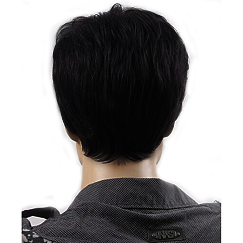 Brown Wigs for Men Synthetic Wig Straight Short Wig Fluffy Mix Color Wigs2