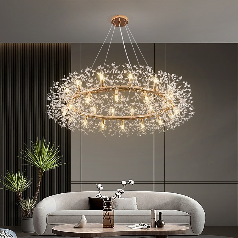 Modern Crystal Chandeliers Firework, 12/20/28/40-Light Chrome Pendant Lighting Ceiling Light Fixture Fixtures for Dining Room, Kitchen, Living Room, Bedroom 110-240V2