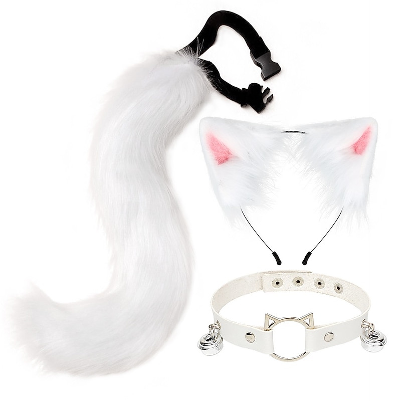 Cos Plush Animal Ear Animal Tail Suit Anime Fox Ear Wolf Ear Hair Hoop Tail Accessory Cat Head Bell Collar