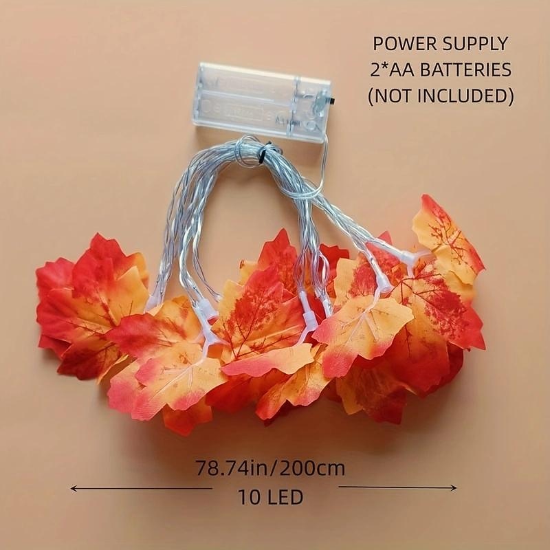 LED Double-Headed Maple Leaf String Lights Solar or Battery Powered Fairy Lights for Autumn Harvest Christmas Halloween Home Decor3