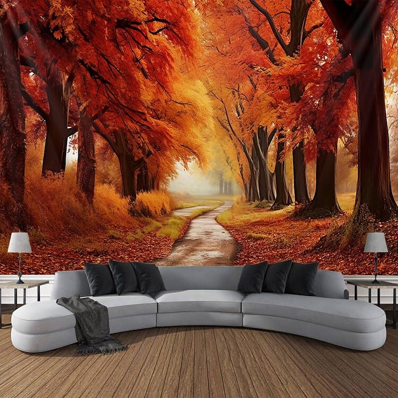 Fall Forest Hanging Tapestry Wall Art Large Tapestry Mural Decor Photograph Backdrop Blanket Curtain Home Bedroom Living Room Decoration4