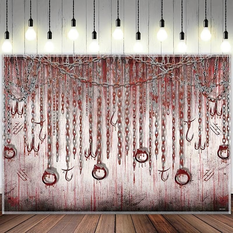 Halloween Chain Bloody Hanging Tapestry Wall Art Large Tapestry Mural Decor Photograph Backdrop Blanket Curtain Home Bedroom Living Room Decoration Halloween Decorations