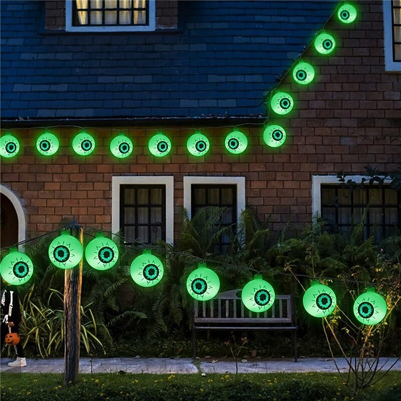 Halloween Eyeball Atmosphere Led String Lights 3M 20Leds Halloween Decoration Green Lights AA Battery Power For Party Horror Lighting4