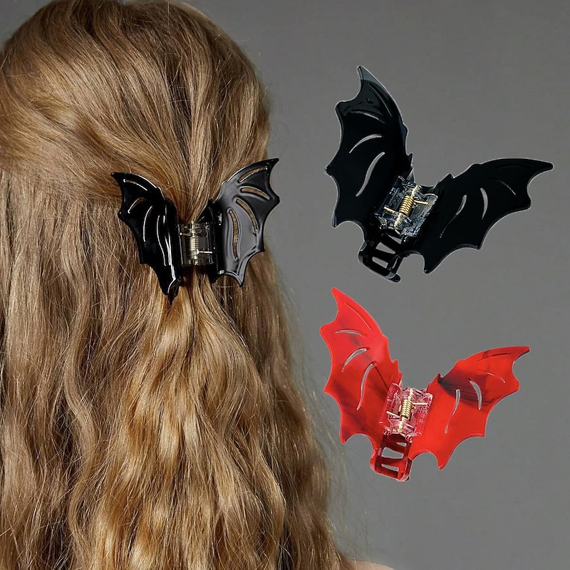 1PC Bat Hair Clip Halloween Gothic Solid Color Hair Accessories for Women Girls Teens Stage Show Party Birthday Hair Pins Decoration2