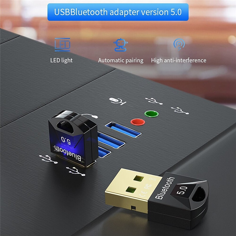 USB Bluetooth 5.0 Adapter Dongle For PC Computer Wireless Mouse Keyboard PS4 Aux Audio Bluetooth 5.0 Receiver Transmitter3