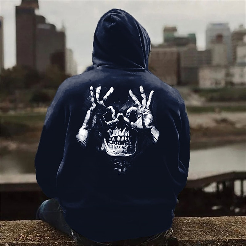 Men's Skull Graphic Prints Hoodie Hoodies Sweatshirt Streetwear Designer Long Sleeve Hooded Daily Sports Black Wine Print Spring &  Fall Designer3