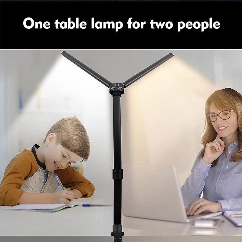 Double Head LED Clip Remote Control Desk Lamp Architect Table Lamp for Home Office Lighting 5 Color Modes and 5 Dimmable2