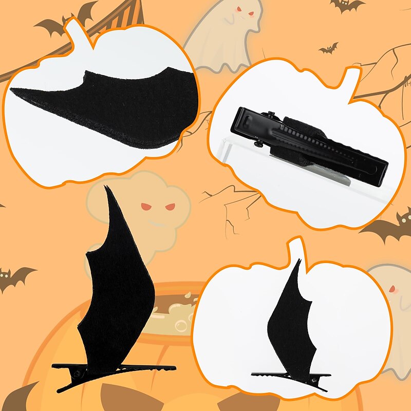 4 Pcs Halloween Bat Hair Clips Cartoon Wing Decor Hairpin Batwing Hair Accessories Goth Cosplay Costume for Women Girls Kids Party Favor Decoration3