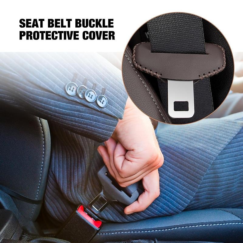Car Safety Belt Buckle Clip Protection Cover Leather Interior Seat Belt Protector Anti Slip Cover Safety Car Accessories3