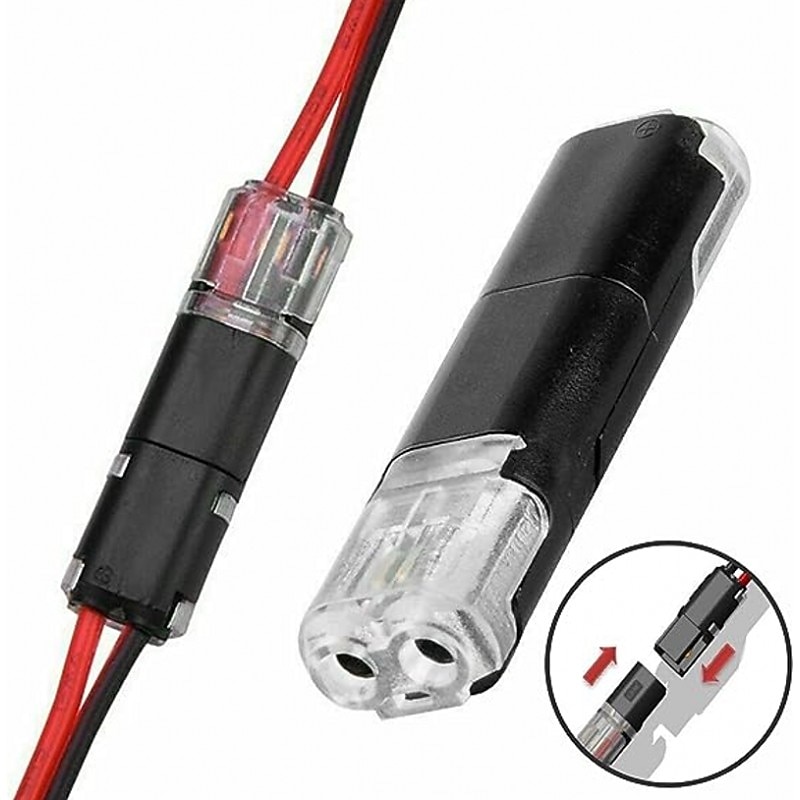 10PCS Quick Plug And Unplug Wire Connector Splicing Cable Crimping Terminal Wire Wiring LED Car Connector 18-22AWG Peel-free Solderless Quick Wire Connector Dual Wire Plug And Unplug Connector