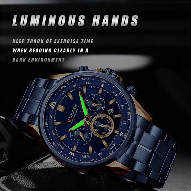 CURREN Man WristWatch Waterproof Chronograph Date Men Watch Military Top Brand Luxury Stainless Steel Sport Male Clock Gift 83992