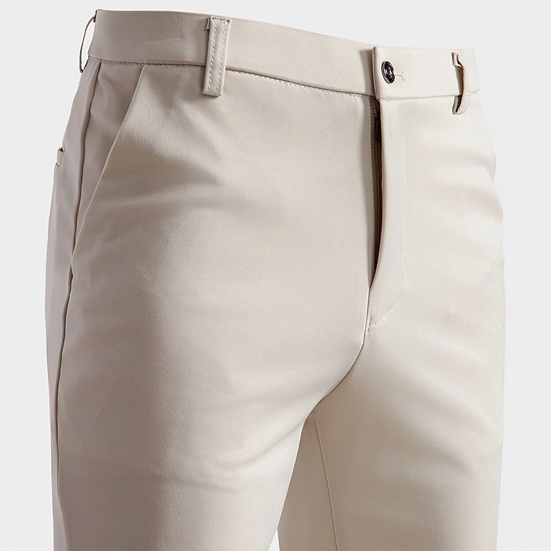 Men's Slacks Casual Pants Suit Pants Pocket Print Simple Solid Colored Waterproof Wearable Full Length Home Work Classic Casual / Sporty White gray Black Stretchy2