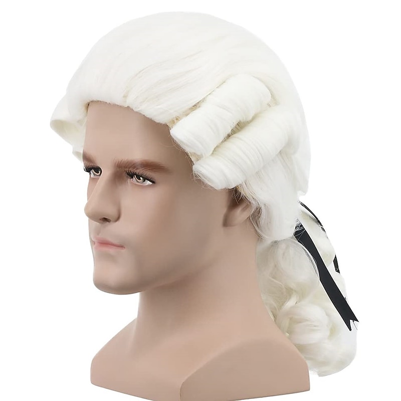 Long Mens George Washington Cosplay Curly Gentleman Lawyer Wig Carnival Hair Halloween Wigs3