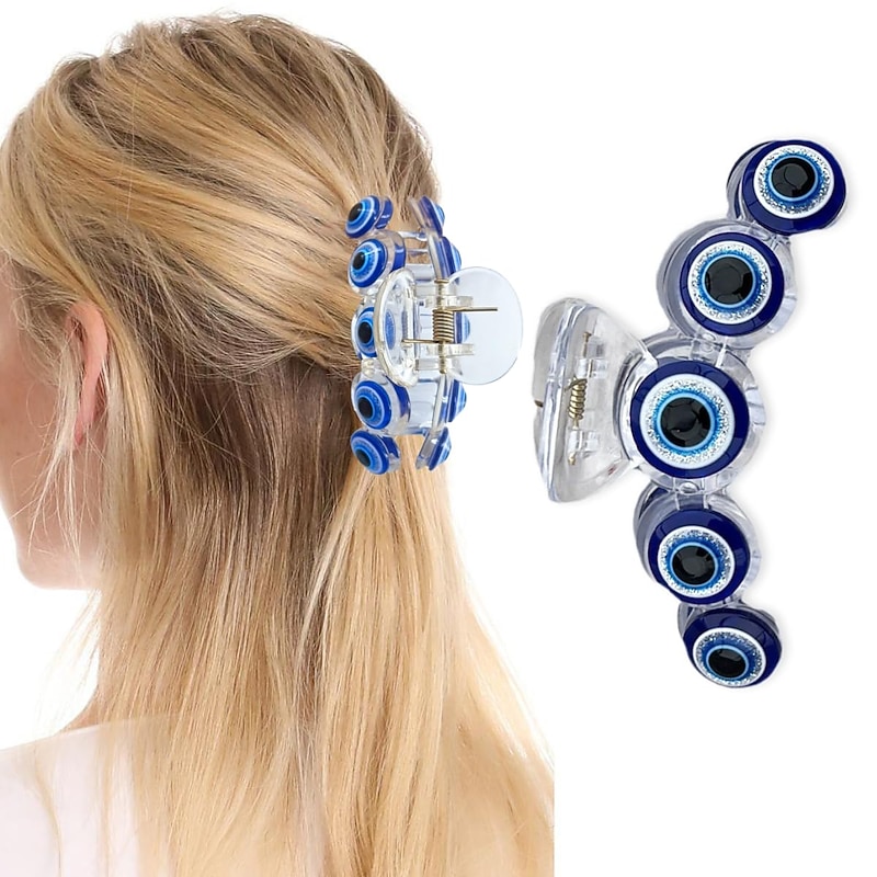 Halloween Hair Clips Evil Blue Eyes Hair Claw Clip for Thick Hair for Women Hair Barrettes for Hair Styling Acrylic Hair Accessories Cosplay Hair Supplies Hairpin Hair Crab Hair Decorations 1Pcs