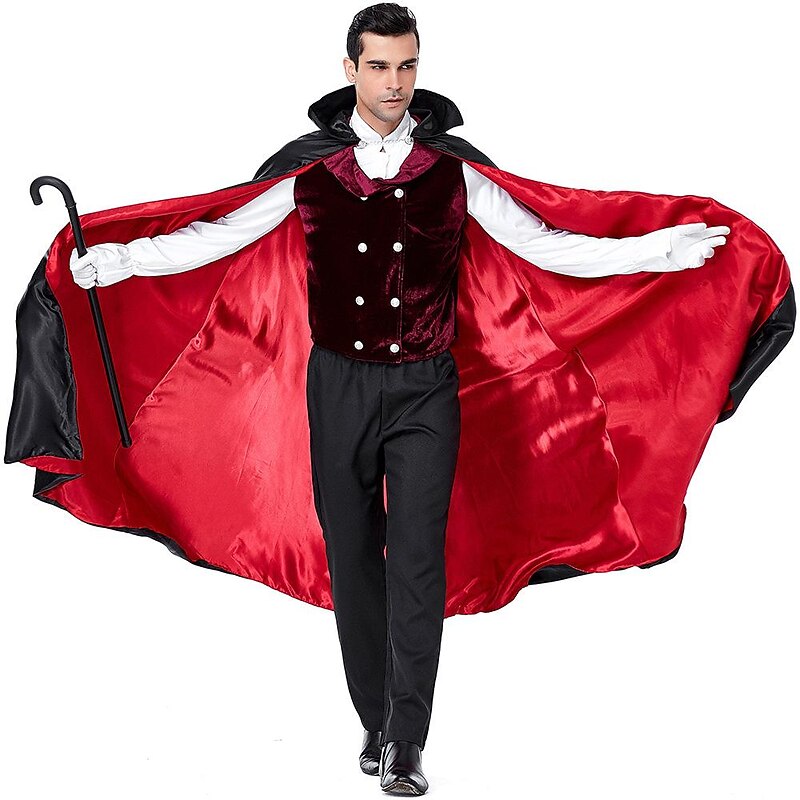 Vampire Dracula Halloween Cosplay Costume Masquerade Outfits Cosplay Adults' Men's Carnival Masquerade Mardi Gras Party / Evening Easy Halloween Costumes Dress Up3