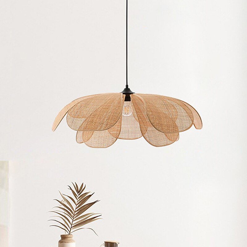 Traditional Bamboo Pendant Lamp Creative Handmade Pendant Light 60cm Retro Bamboo Suspension Lamp Woven Hanging Lamp Wicker Lampshade Hanging Light Fixture for Dining Table,Restaurant 110-240V2