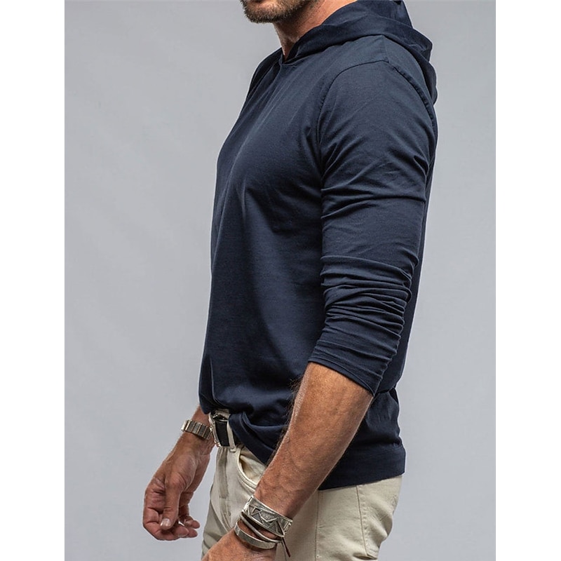 95% Cotton Men's T shirt Tee Top Plain Hooded Street Vacation Long Sleeve Clothing Apparel Polyester Fashion Designer Basic Tee2