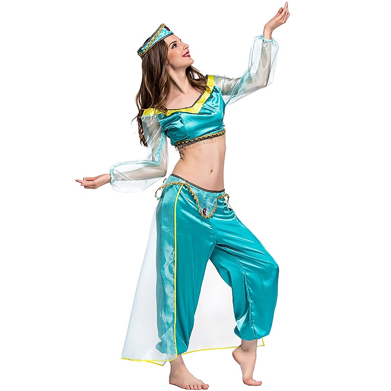 Princess Jasmine Halloween Cosplay Costume Belly Dance Costume Sexy Costume Adults' Women's Carnival Mardi Gras Carnival Party Easy Halloween Costumes Dress Up3