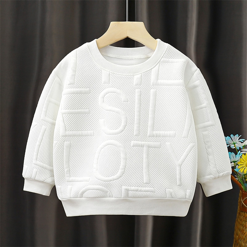 Kids Boys Sweatshirt Letter Long Sleeve Crewneck Fall Winter Sports Fashion Daily Polyester Outdoor Casual3