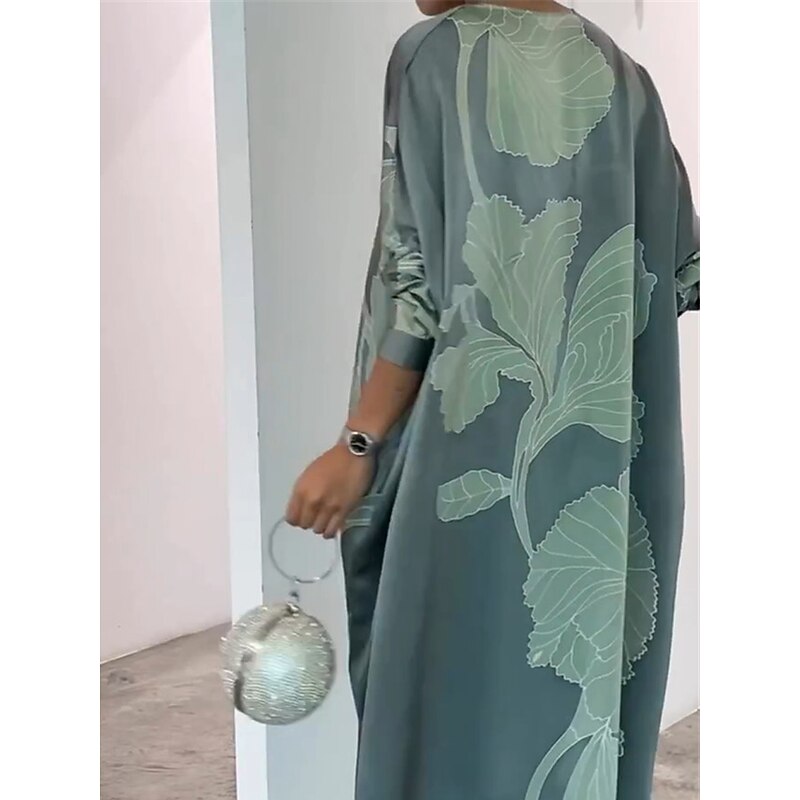 Women's Black Dress Prom Dress Party Dress Button Split V Neck Long Sleeve Floral Formal Wedding Guest White Purple Spring Fall2