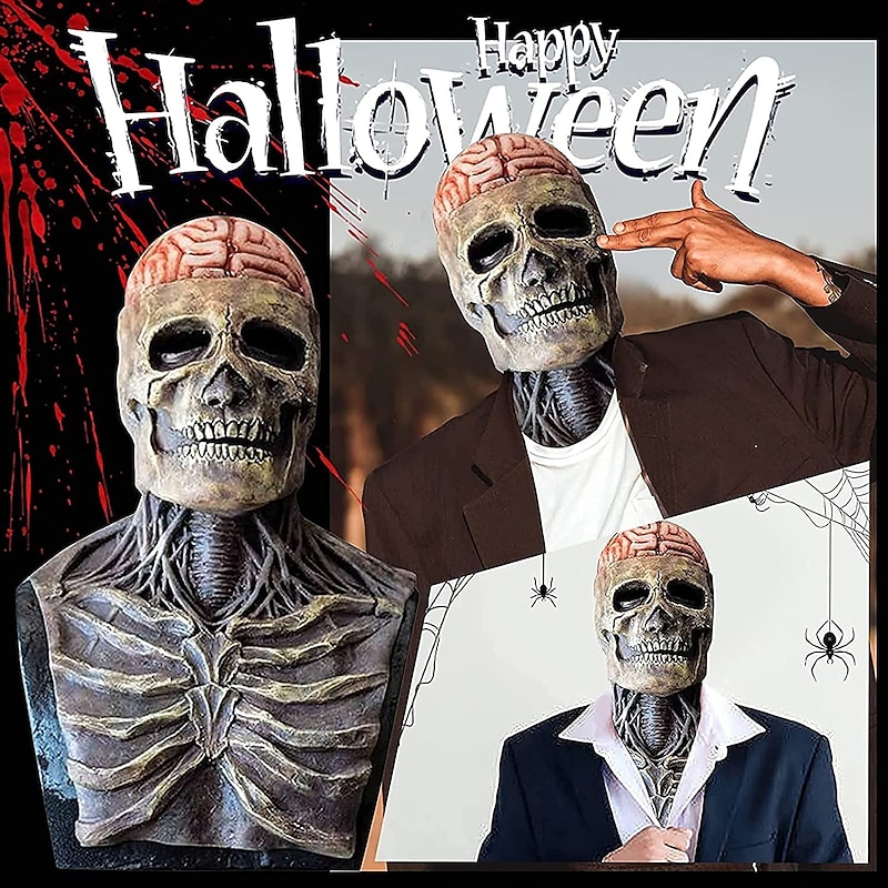 Halloween Skull Mask Horror Scary Realistic Horrible Full Head Skeleton Biochemical Mask For 2025 Halloween,Adults Costumes Skull Mask Indie Station Demon Zombie Skeleton Mask