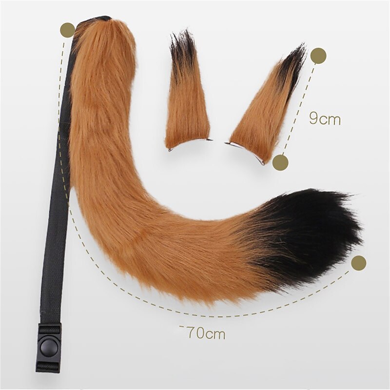 Handmade Fox Mother Cosplay Accessories Beast Ear Hair Clip Beast Tail Fox Ear Pair Tail Clip Set3