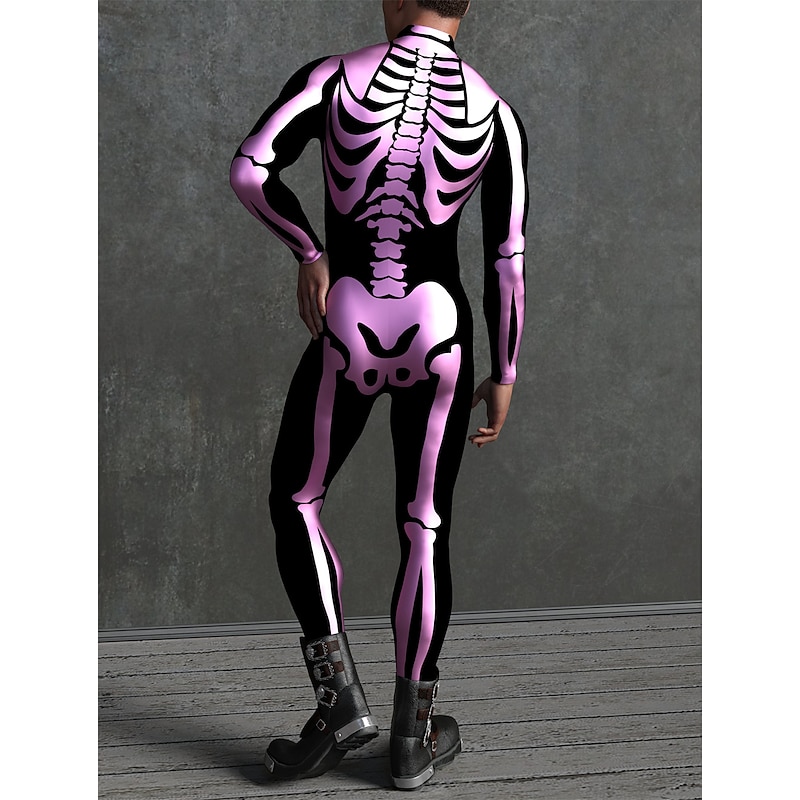 Skeleton Skull Halloween Cosplay Costume Bodysuits Full Body Catsuit Carnival Costume Full Body Suit One Piece Scary Costume Kid's Adults' Men's Women's Masquerade Mardi Gras Party Halloween Easy2