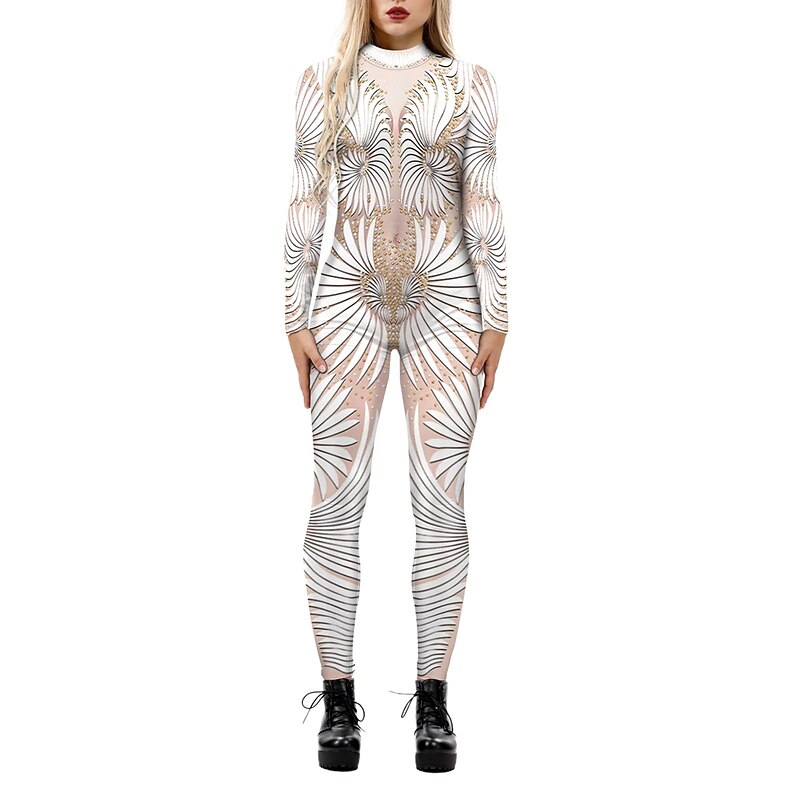 Skeleton Skull Halloween Cosplay Costume Bodysuits Full Body Catsuit Carnival Costume Full Body Suit One Piece Cosplay Kid's Adults' Women's Masquerade Mardi Gras Party Halloween Easy Halloween4