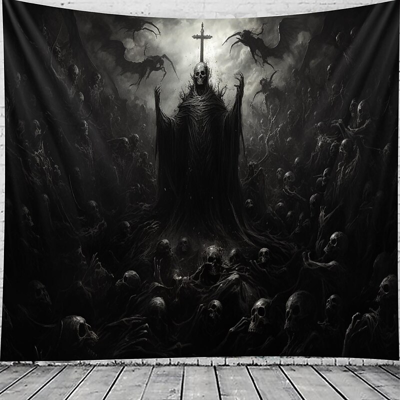Halloween Horror Skulls Hanging Tapestry Wall Art Large Tapestry Mural Decor Photograph Backdrop Blanket Curtain Home Bedroom Living Room Decoration Skull Death Halloween Decorations2