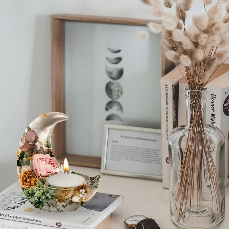 Moon Shape Candle Holder Resin Molds, 3D Silicone Molds For Candles,Moon Shape Resin Molds, Epoxy Resin Molds, Moon Shape Resin Mold For Candle Ornament Making, Resin, Clay Craft, Home Decoration3