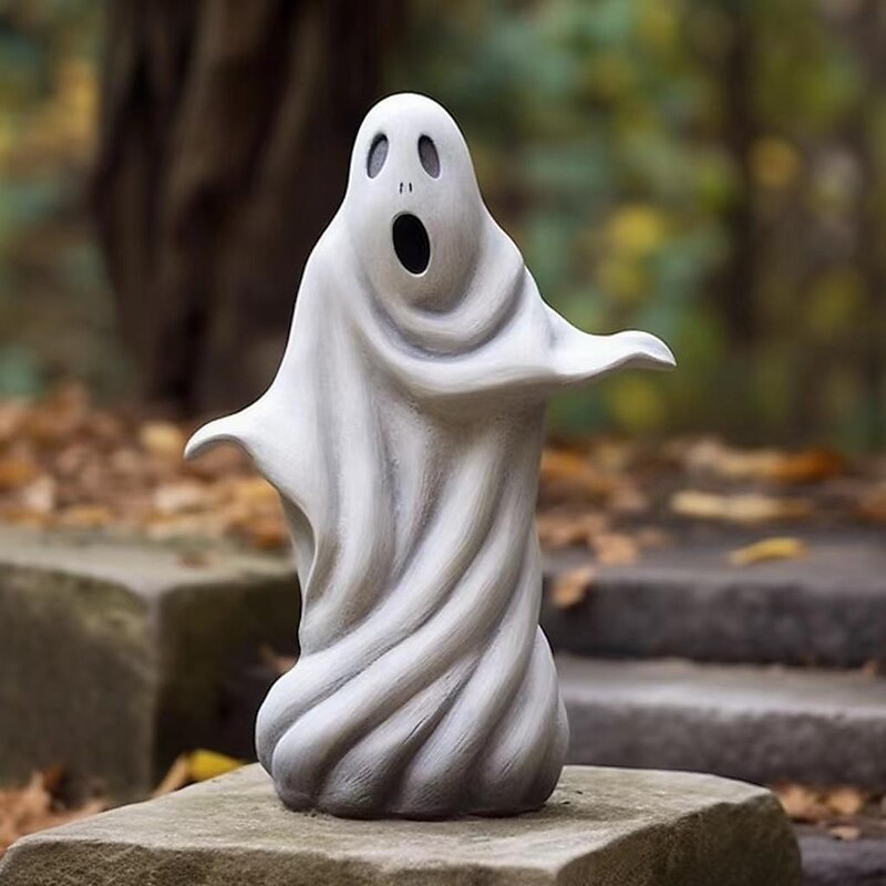 Halloween Ghost Sculpture,Outdoor Statue, Resin Ghost Decor for Yard, Lawn, Porch, Desktop Decoration, Spooky Halloween Tabletop Decor, Garden Crafts 15cm2