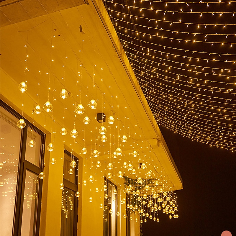 Solar Power Led Wishing Ball String Light Fairy Flexible Copper Wire String Curtain Light For Garden Yard Holiday Xmas Party Colorful Decor Lighting2