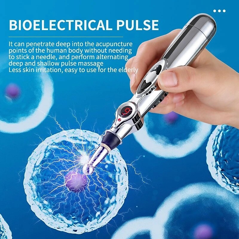 Acupuncture Pen 5 in 1 Electronic Acupuncture Pen Meridian Energy Pulse Massage PenMulti-Function Massage Pen Tools for Massage Energy Therapy Pain Relief1 x AA Battery (Not Included)2