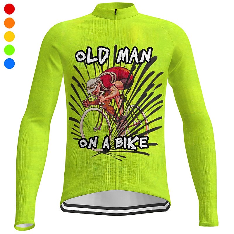 Men's Cycling Jersey Graphic Letter & Number Long Sleeve Bike Jersey Top with 3 Rear Pockets Mountain Bike MTB Road Bike Cycling Quick Dry Reflective Strips Back Pocket Moisture Wicking Sports Dark