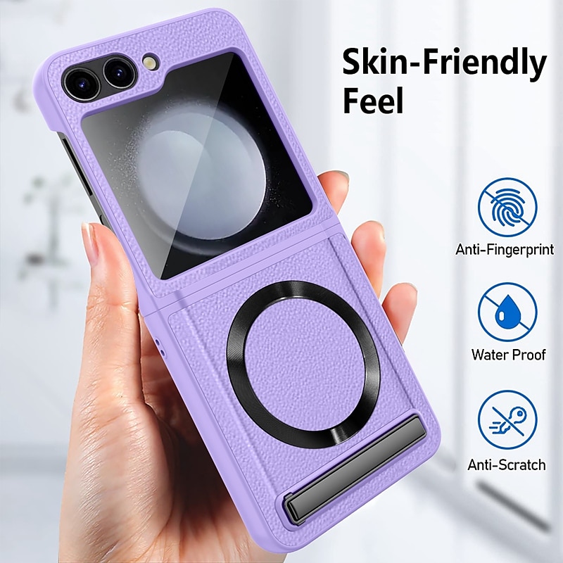Phone Case For Samsung Galaxy Z Flip 7 Z Flip 5 With Magsafe with Screen Protector Anti-Scratch Support Wireless Charging Retro TPU PC PU Leather3