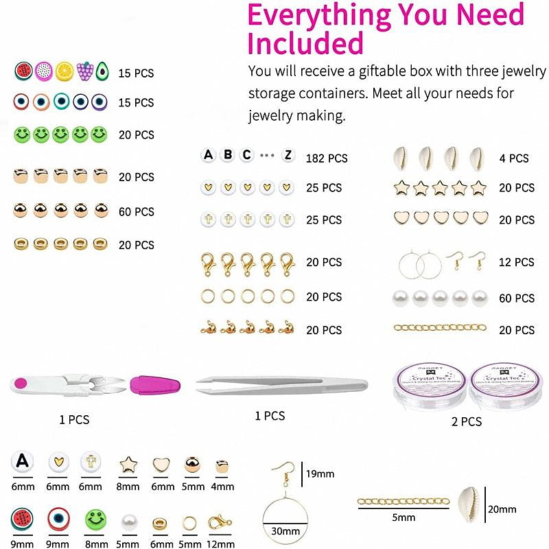 12000 Pcs Clay Beads for Bracelet Making, Paodey 48 Colors 3 Boxes Flat Clay Beads Heishi Beads with Pendant Charm Kit and Elastic Strings for Jewelry Making Bracelets Necklaces Gift Sets2